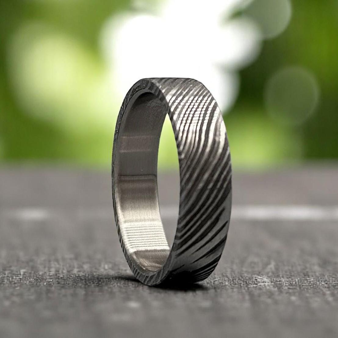 Hammered Titanium Ring: Handcrafted Rock Texture Wedding Band