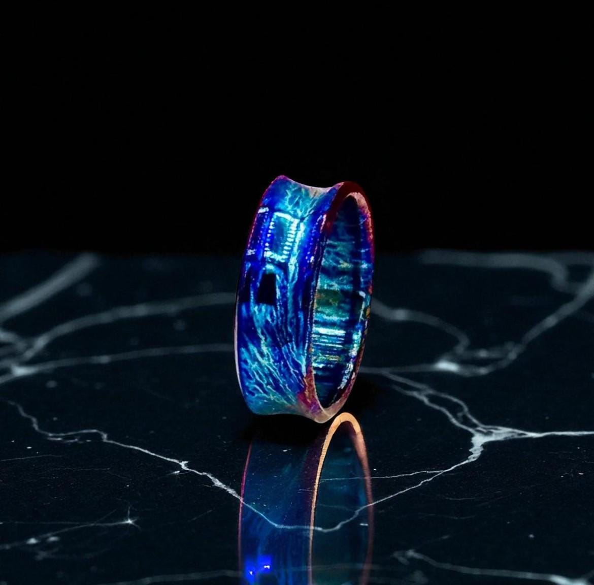 Anodized Galaxy Titanium Ring for Men: Unique Cosmic Wedding Band