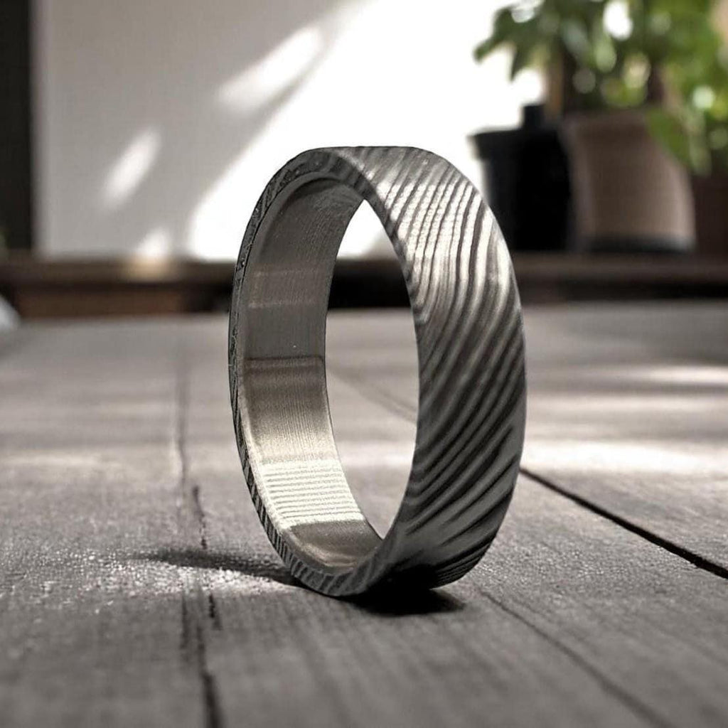 Hammered Titanium Ring: Handcrafted Rock Texture Wedding Band