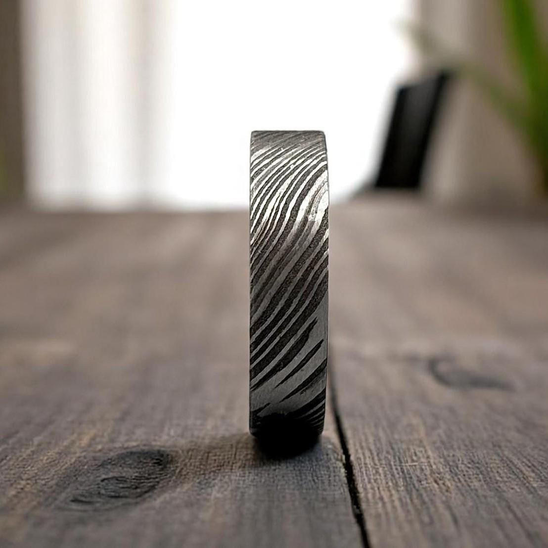 Hammered Titanium Ring: Handcrafted Rock Texture Wedding Band