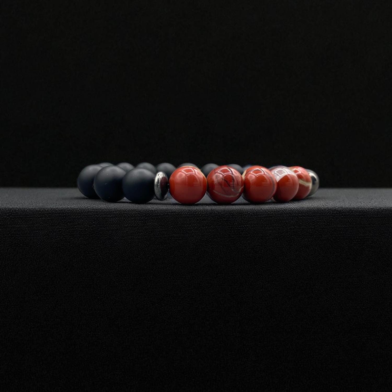 Mens Beaded Bracelet - Chalcedony Bracelet - Mens Bracelet -  Onyx Beads - Healing Crystal Bracelet - Mens Jewelry - Gift for Men - Healing.