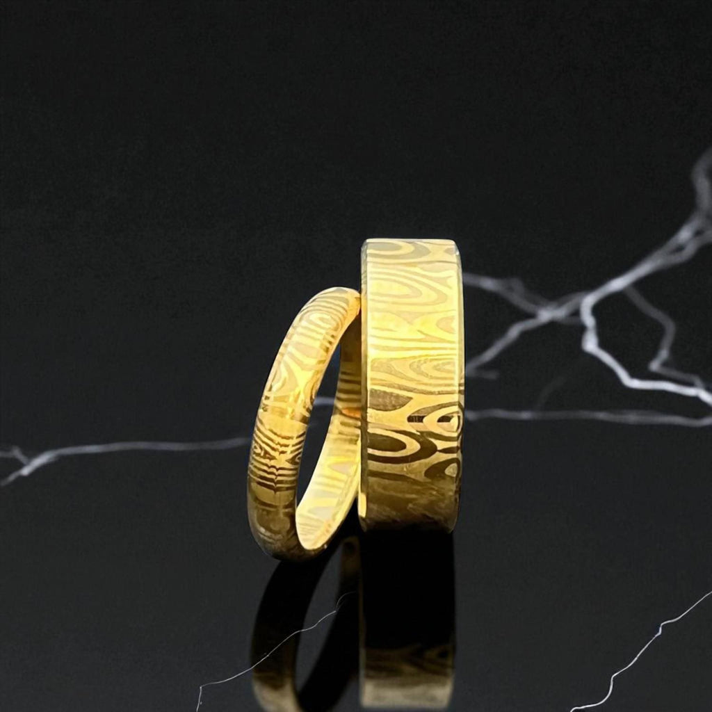 Handmade Damascus Steel Ring: Unique Titanium Wedding Band