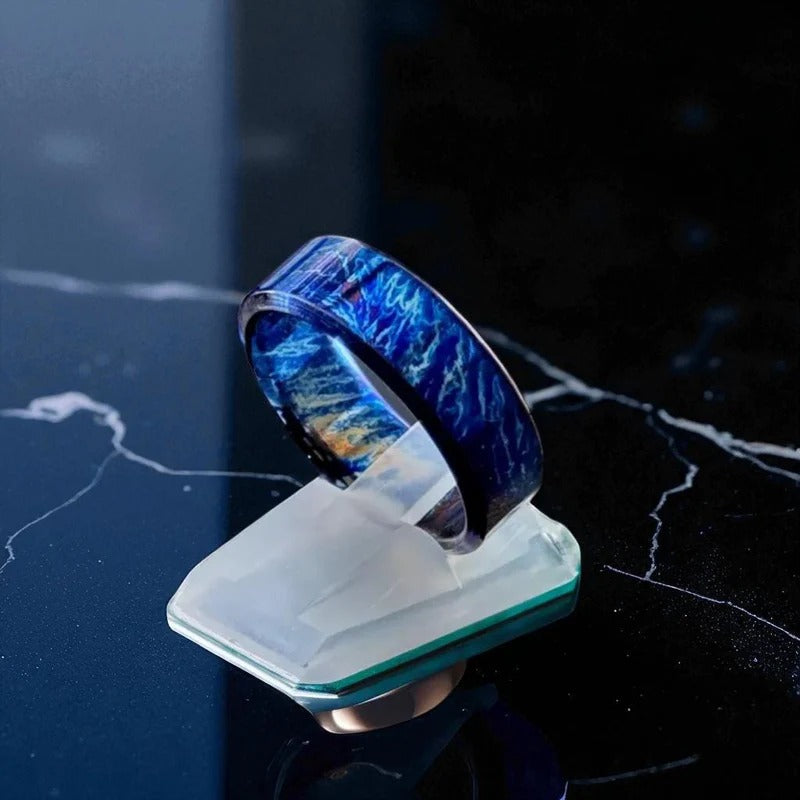 Flame Anodized Titanium Ring: Rainbow Finish Men's Statement Band