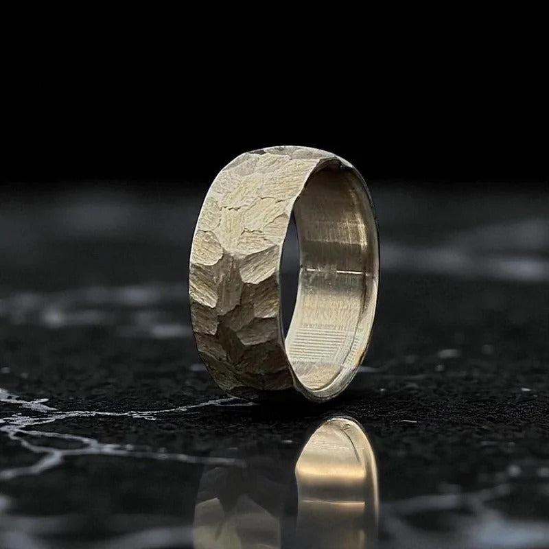 Hammered Titanium Wedding Band: Rugged Comfort Fit Ring
