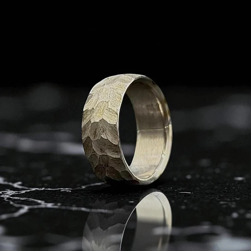 Hammered Titanium Wedding Band: Rugged Comfort Fit Ring