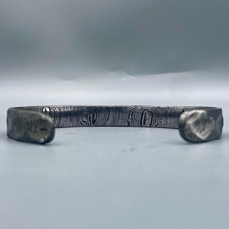Handmade Damascus Steel Cuff Bracelet: Rustic Hammered Bangle