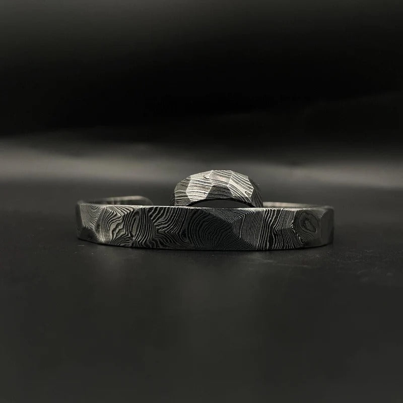 Handmade Damascus Steel Pen, Bracelet & Ring Set: Executive Gift