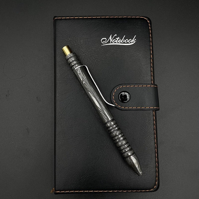 Handmade Damascus Steel Pen: Luxury Brass Accent Writing Instrument