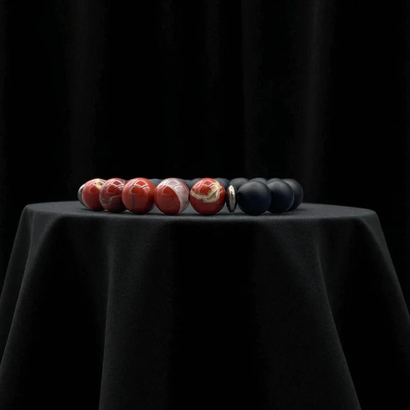 Mens Beaded Bracelet - Chalcedony Bracelet - Mens Bracelet -  Onyx Beads - Healing Crystal Bracelet - Mens Jewelry - Gift for Men - Healing.