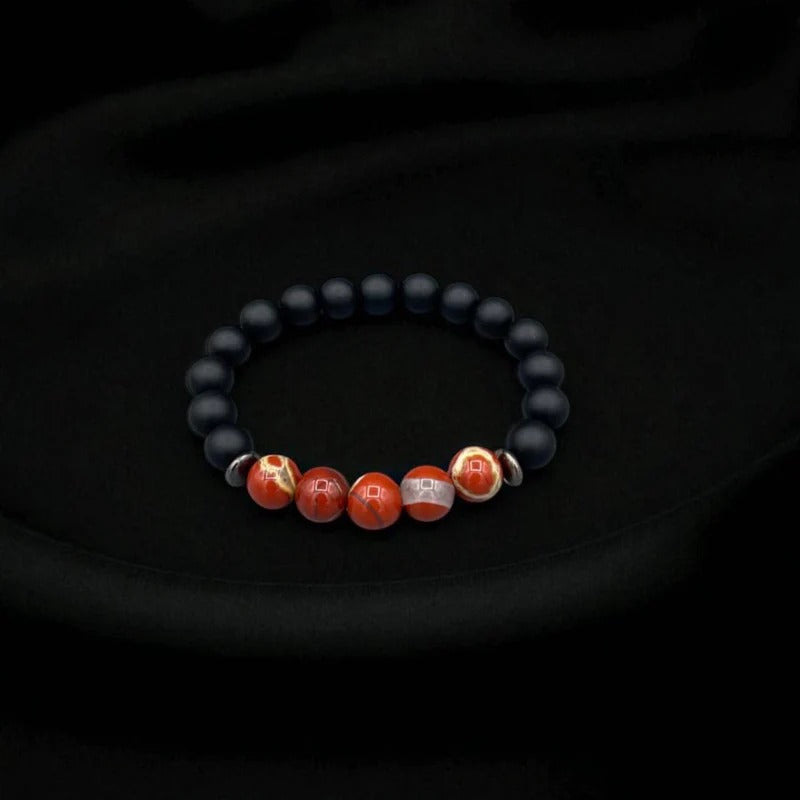 Mens Beaded Bracelet - Chalcedony Bracelet - Mens Bracelet -  Onyx Beads - Healing Crystal Bracelet - Mens Jewelry - Gift for Men - Healing.