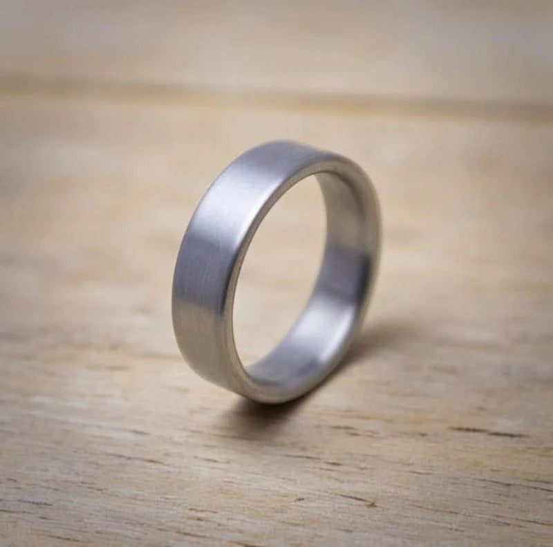 Minimalist Titanium Wedding Band: Brushed Finish, Modern Industrial Ring