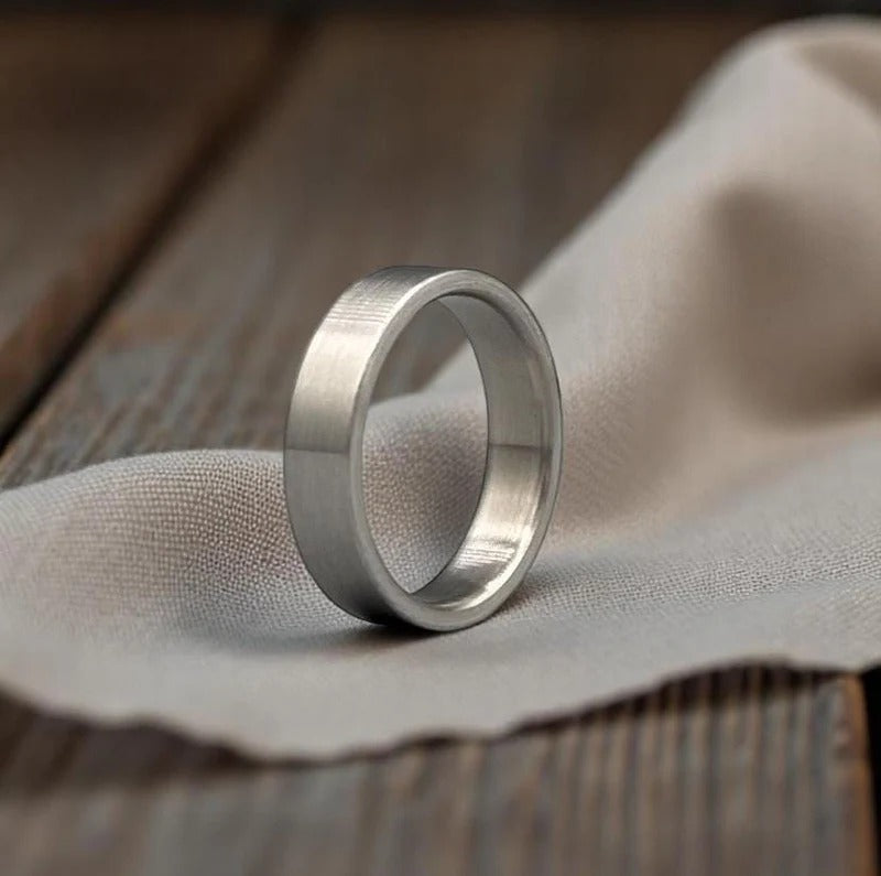 Minimalist Titanium Wedding Band: Brushed Finish, Modern Industrial Ring