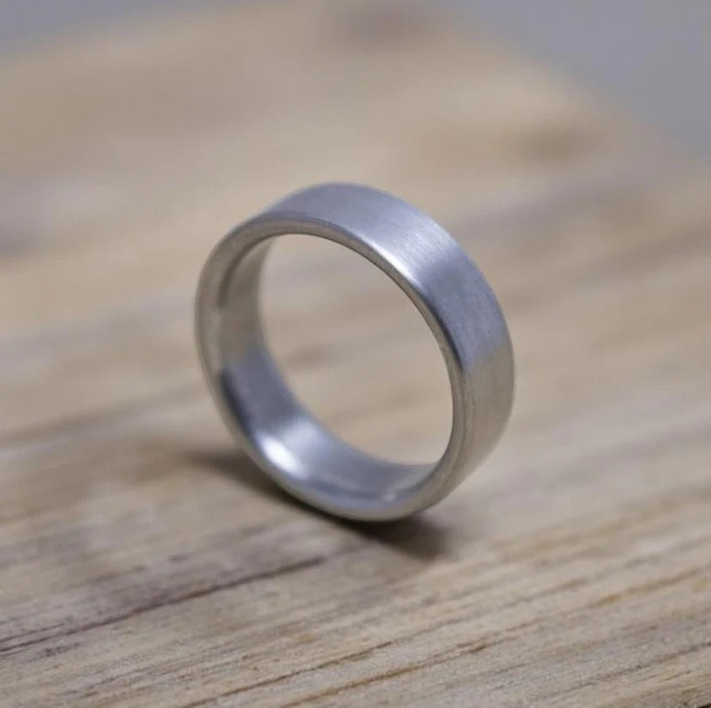 Minimalist Titanium Wedding Band: Brushed Finish, Modern Industrial Ring
