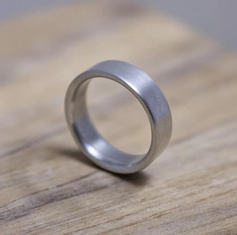 Minimalist Titanium Wedding Band: Brushed Finish, Modern Industrial Ring