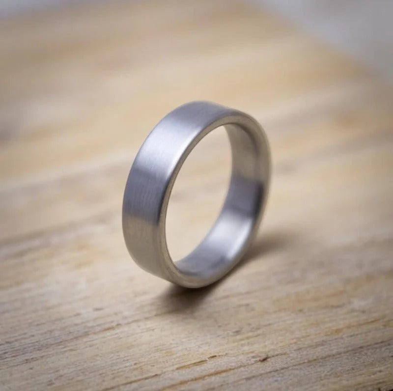 Minimalist Titanium Wedding Band: Brushed Finish, Modern Industrial Ring
