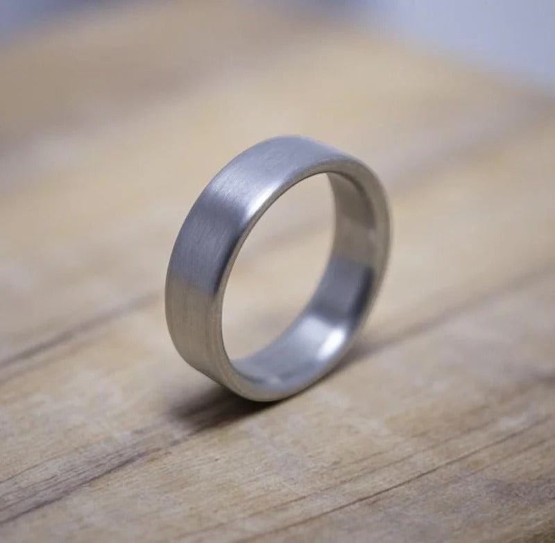 Minimalist Titanium Wedding Band: Brushed Finish, Modern Industrial Ring