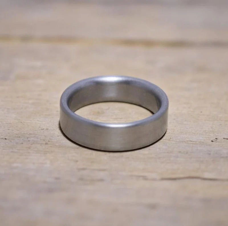 Minimalist Titanium Wedding Band: Brushed Finish, Modern Industrial Ring