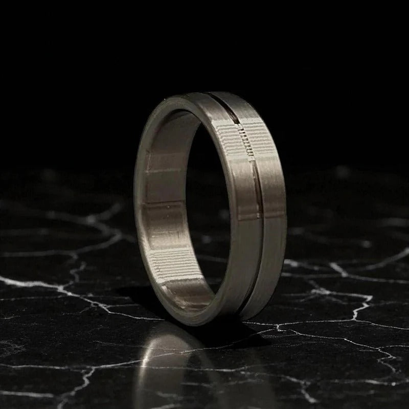 Titanium Ring for Men – Brushed Matte Grooved Band – Lightweight Wedding Ring – Modern Jewelry Gift