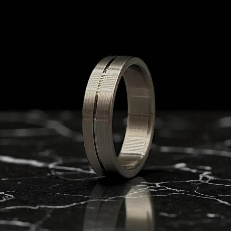 Titanium Ring for Men – Brushed Matte Grooved Band – Lightweight Wedding Ring – Modern Jewelry Gift