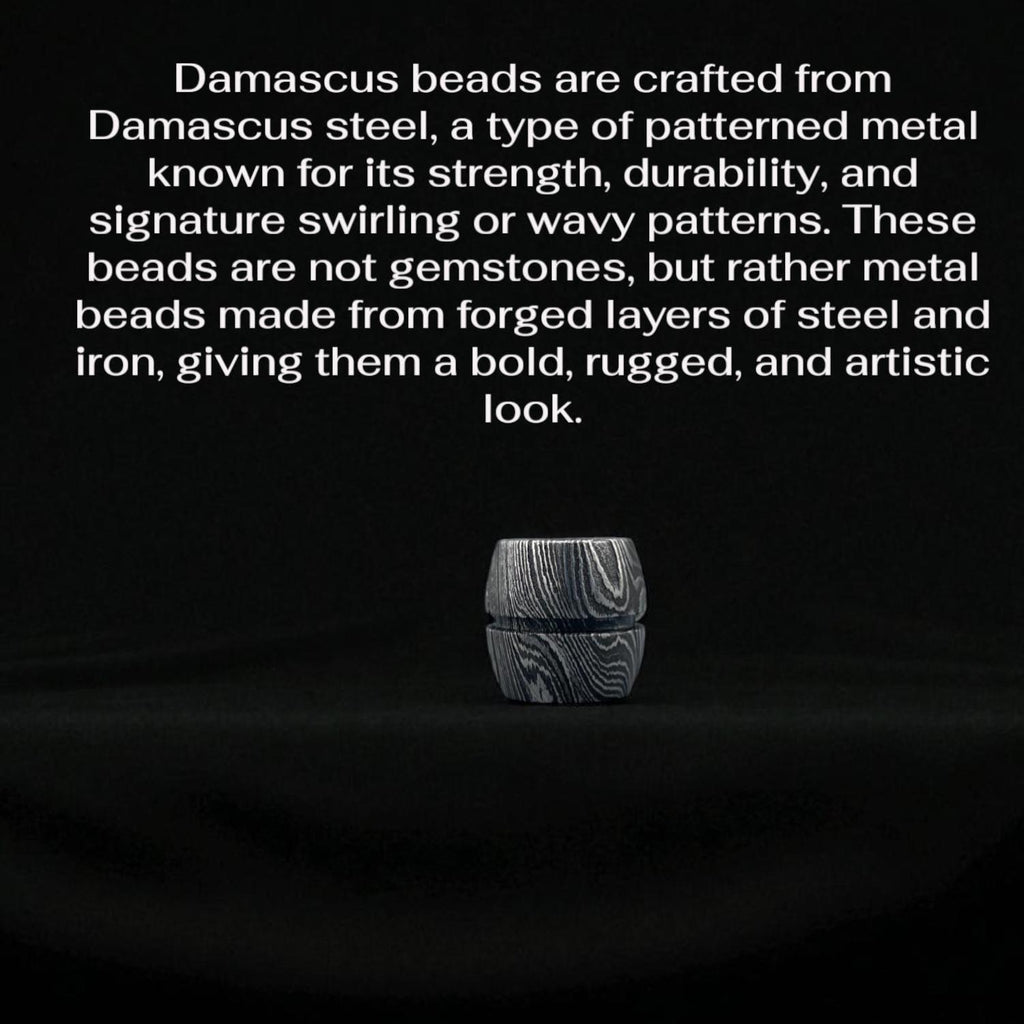 K2 Jasper Bead Bracelet with Damascus Steel Barrel – Rare Gemstone Jewelry with Gift Box.