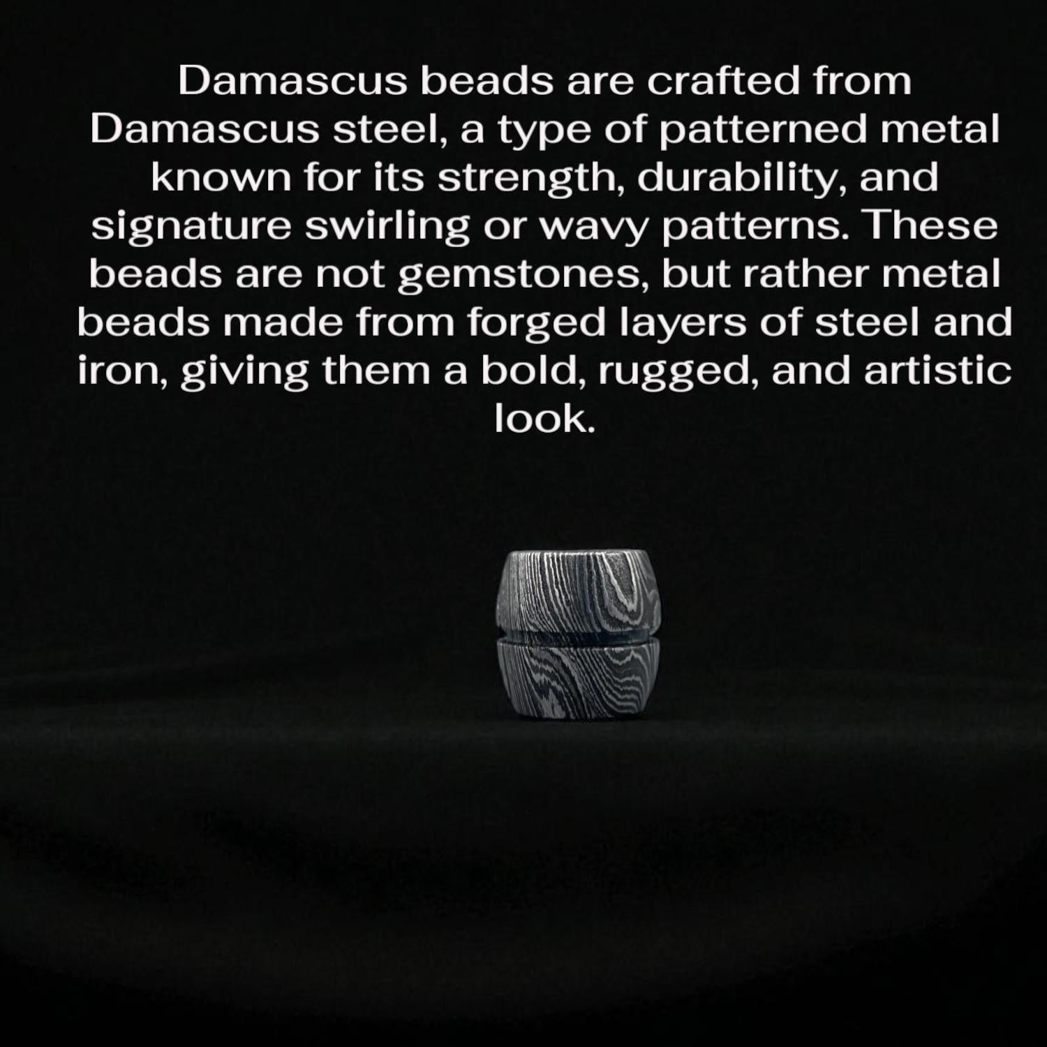 K2 Jasper Bead Bracelet with Damascus Steel Barrel – Rare Gemstone Jewelry with Gift Box.