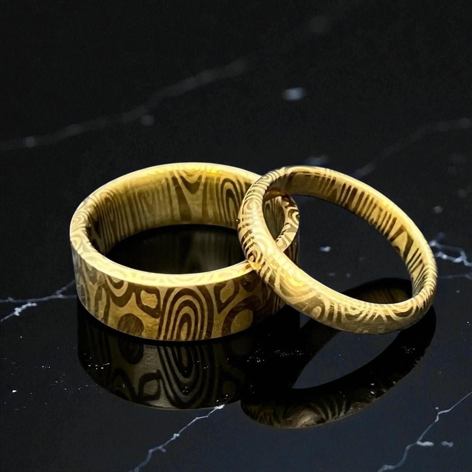 Handmade Damascus Steel Ring: Unique Titanium Wedding Band