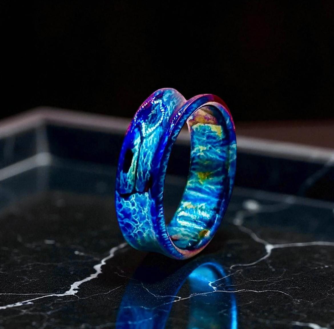 Anodized Galaxy Titanium Ring for Men: Unique Cosmic Wedding Band