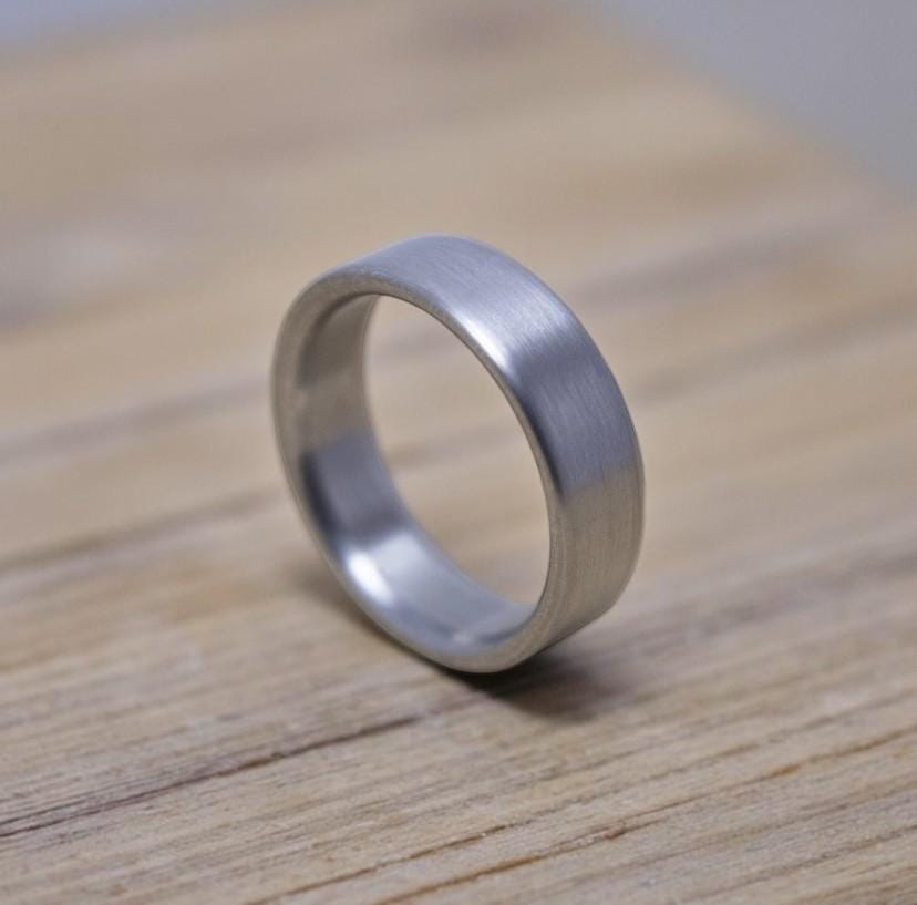 Minimalist Titanium Wedding Band: Brushed Finish, Modern Industrial Ring