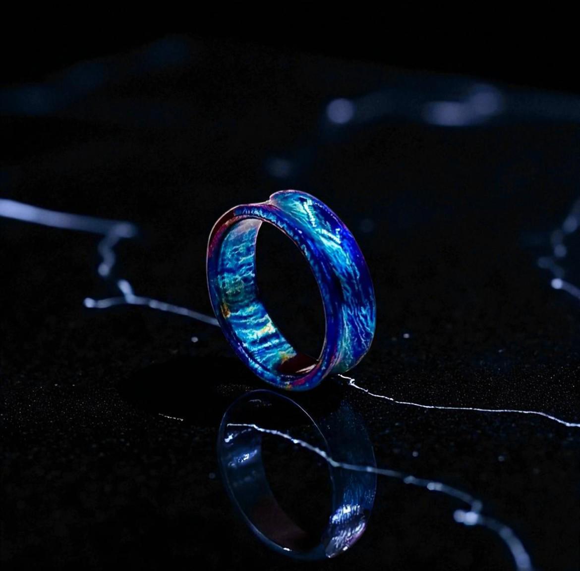 Anodized Galaxy Titanium Ring for Men: Unique Cosmic Wedding Band