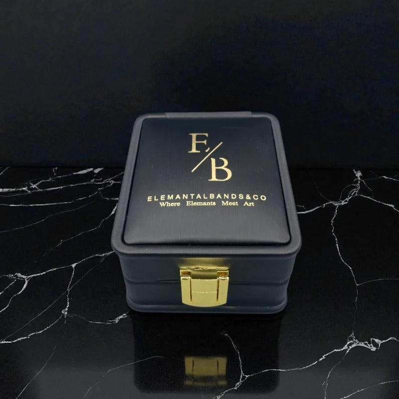 Tiger Eye Bead Bracelet with Damascus Steel Barrel – Handmade Gemstone Jewelry with Gift Box.